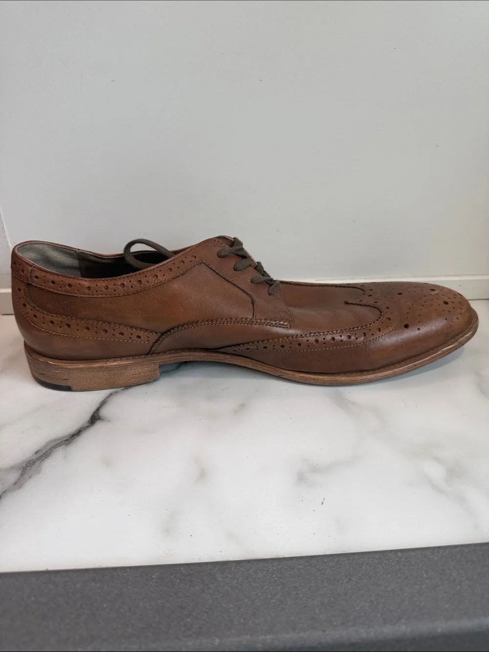 Rush by Gordon Rush men's brown leather wingtip brogue dress shoe size 11